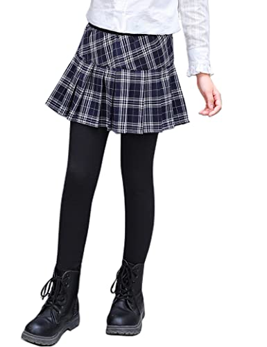 Kiench Mädchen Leggings mit Tartan Rock Uniform Faltenröcke Hosen Dunkelblau EU Größe 146-152/9-10 Jahre Etikett 150 von Kiench