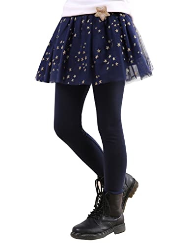 Kiench Mädchen Leggings mit Tütü Rock Tüllrock Hosen Marineblau EU Größe 116-122/6-7 Jahre Etikett 120 von Kiench