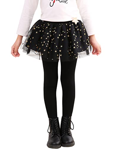 Kiench Mädchen Leggings mit Tütü Rock Tüllrock Hosen Schwarz EU Größe 104-110/4-5 Jahre Etikett 110 von Kiench