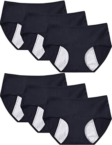 Kiench Mädchen Perioden Unterwäsche Baumwolle Unterhosen 6er-Pack Schwarz EU Größe 158-164/13-14 Jahre Etikett L von Kiench