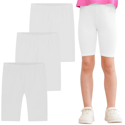 Kiench Mädchen Radlerhose Kurze Leggings Baumwolle Sommer Shorts 3er-Pack Basic Weiß EU Gr. 92-98/2-3 Jahre von Kiench