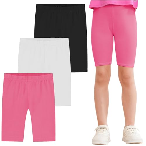 Kiench Mädchen Radlerhose Kurze Leggings Baumwolle Sommer Shorts 3er-Pack Zeitloser Farbton EU Größe 122-128/6-7 Jahre von Kiench