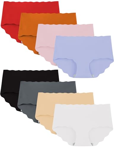 Kiench Mädchen Slips Seamless Unterhosen Teenager Nahtlose Unterwäsche 8er-Pack Mehrfarbig EU Größe 152-158/12-14 Jahre Etikett L von Kiench