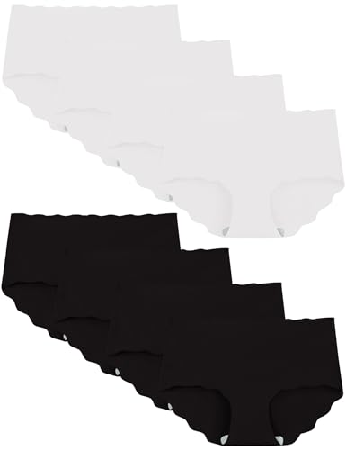 Kiench Mädchen Slips Seamless Unterhosen Teenager Nahtlose Unterwäsche 8er-Pack Schwarz & Weiß EU Größe 164-170/14-16 Jahre Etikett XL von Kiench