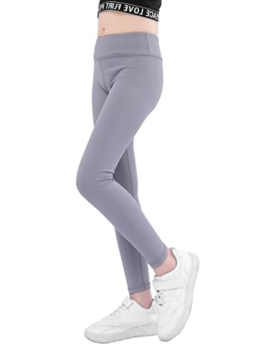 Kiench Mädchen Sport-Leggings Fitness Yoga Hosen Lang Grau EU Größe 122-128/6-7 Jahre Etikett 130 von Kiench