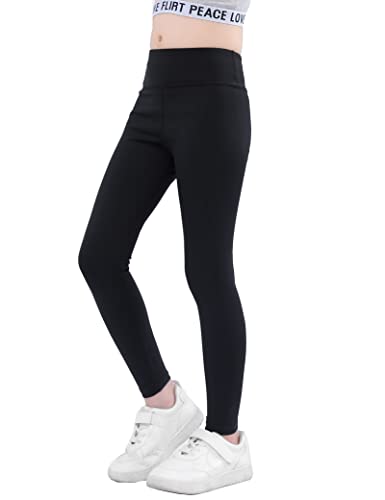 Kiench Mädchen Sport-Leggings Fitness Yoga Hosen Lang Schwarz EU Größe 122-128/6-7 Jahre Etikett 130 von Kiench