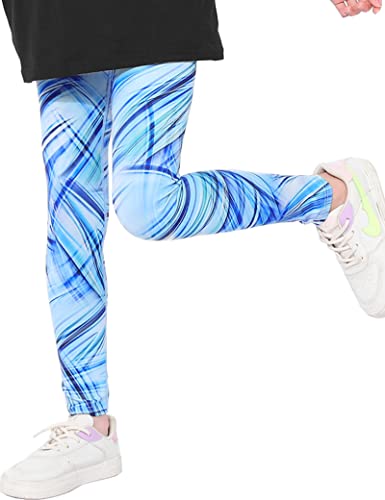 Kiench Mädchen Sport Leggings Lang Fitness Yoga Hosen Blau EU Größe 140/7-8 Jahre Etikett 140 von Kiench