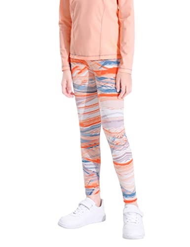 Kiench Mädchen Sport Leggings Lang Fitness Yoga Hosen Orange EU Größe 110/4-5 Jahre Etikett 110 von Kiench