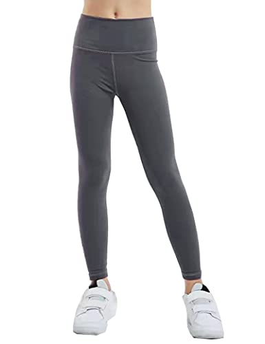 Kiench Mädchen Sport Leggings Lang Hosen Trainings Tights Dunkelgrau EU Größe 134-140/7-8 Jahre Etikett 140 von Kiench