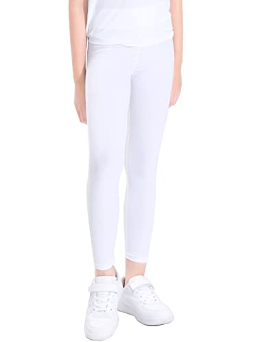 Kiench Mädchen Sport Leggings Lang Hosen Trainings Tights Weiß EU Größe 146/9-10 Jahre Etikett 150 von Kiench