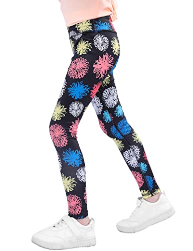 Kiench Mädchen Sport Leggings Lang Yoga Hosen High Waist Löwenzahn EU Größe 146/9-10 Jahre Etikett 150 von Kiench