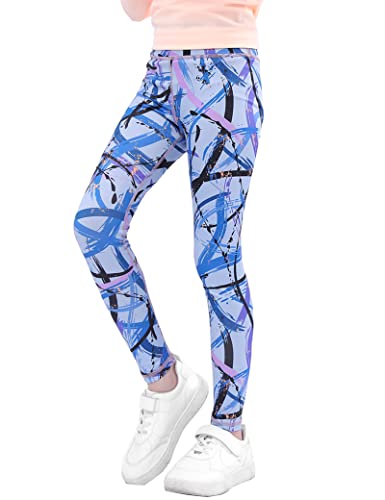 Kiench Mädchen Sport Leggings Lang Yoga Hosen High Waist Streifen EU Größe 146/9-10 Jahre Etikett 150 von Kiench