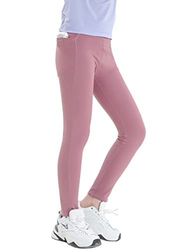 Kiench Mädchen Sport-Leggings Lang Yoga Hosen High Waist mit Taschen Lila EU Größe 110-116/5-6 Jahre Etikett 120 von Kiench