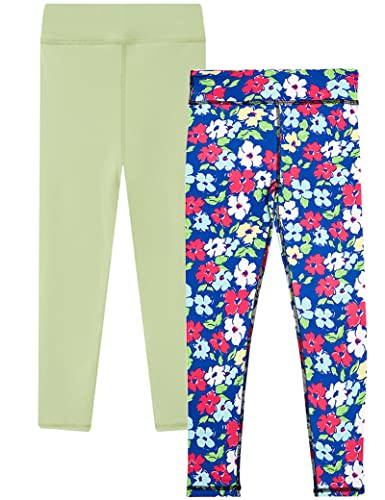 Kiench Mädchen Sport Leggings Lang Yoga Hosen Trainings Tights 2er-Pack Gebülmt & Grün EU Größe 110-116/5-6 Jahre Etikett 120 von Kiench