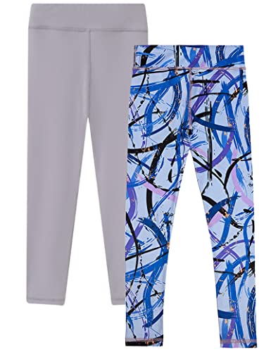 Kiench Mädchen Sport Leggings Lang Yoga Hosen Trainings Tights 2er-Pack Marmoriert & Grau EU Größe 152/10-11 Jahre Etikett 160 von Kiench