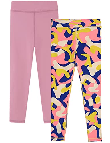 Kiench Mädchen Sport Leggings Lang Yoga Hosen Trainings Tights 2er-Pack Tarnung & Rotlila EU Größe 110-116/5-6 Jahre Etikett 120 von Kiench