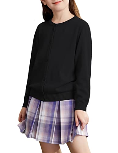 Kiench Mädchen Strickjacke Basic Baumwolle Kinder Rundhals Langarm Cardigan mit Knöpfen Schwarz EU Größe 140-146/9-10 Jahre Etikett S Kiench Mädchen Strickjacke Basic Baumwolle Kinder Rundhals Langarm Cardigan mit Knöpfen Schwarz EU Größe 140-146/9-10 Jahre Etikett S von Kiench