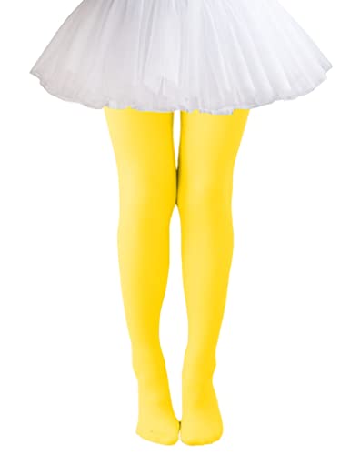 Kiench Mädchen Strumpfhosen Uni Blickdicht für Ballte Tanzschule Gelb EU Größe 128-140/8-10 Jahre Etikett XL von Kiench