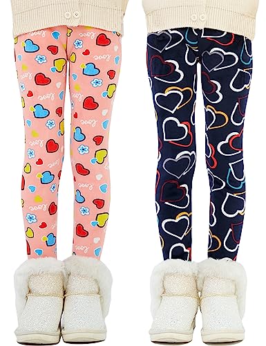 Kiench Mädchen Thermo Leggings Gefüttert Dick Hosen 2er-Pack Süße Liebe EU Größe 116-122/5-6 Jahre Etikett 120 von Kiench