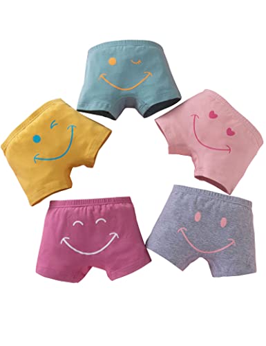 Kiench Mädchen Unterhosen Baumwolle Boxershorts Lustig 5er-Pack Glückliches Lächeln EU Größe 134/8-9 Jahre Etikett 2XL von Kiench