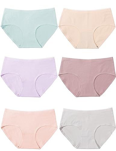 Kiench Mädchen Unterhosen Baumwolle Nahtlose Slips für Teenager 8-16 Jahre 6er-Pack Macaron-Farbton EU Größe 158/12-14 Jahre Etikett XL von Kiench
