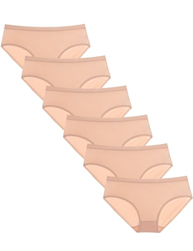 Kiench Mädchen Unterhosen Baumwolle Unterwäsche Slips für Teenager 6er-Pack Hautfarbe EU Größe 170-176/15-17 Jahre Etikett XL von Kiench