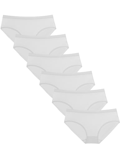 Kiench Mädchen Unterhosen Baumwolle Unterwäsche Slips für Teenager 6er-Pack Weiß EU Größe 170-176/15-17 Jahre Etikett XL von Kiench