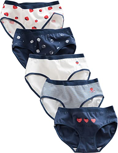 Kiench Mädchen Unterhosen Baumwolle Unterwäsche Teenager Slips 5er-Pack Matrose EU Größe 140-146/10-12 Jahre Etikett M von Kiench