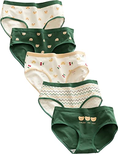 Kiench Mädchen Unterhosen Baumwolle Unterwäsche Teenager Slips 5er-Pack Waldbär EU Größe 140-146/10-12 Jahre Etikett M von Kiench