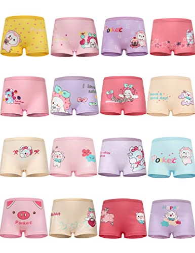 Kiench Mädchen Unterhosen Boxershorts Baumwolle 16er-Pack Pferde & Häschen & Bärchen & Schweinchen EU Größe 110-116/3-5 Jahre Etikett M von Kiench