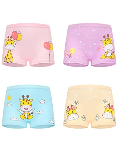 Kiench Mädchen Unterhosen Boxershorts Baumwolle 4er-Pack Giraffe EU Größe 110-116/4-6 Jahre Etikett M von Kiench