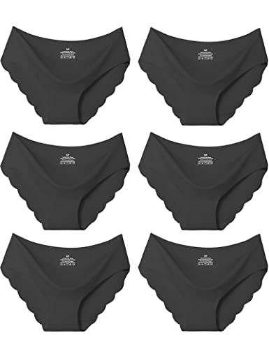 Kiench Mädchen Unterhosen Nahtlose Unterwäsche Hipster Slips 6er-Pack Schwarz EU Größe 164-170/13-15 Jahre Etikett L von Kiench