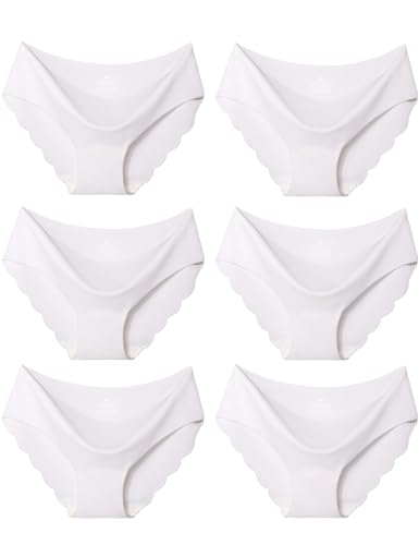 Kiench Mädchen Unterhosen Nahtlose Unterwäsche Hipster Slips 6er-Pack Weiß EU Größe 176/16-18 Jahre Etikett XL von Kiench