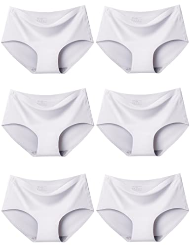 Kiench Mädchen Unterhosen Nahtlose Unterwäsche Seamless Hipster Slips 6er-Pack Weiß EU Größe 146-152/10-12 Jahre von Kiench
