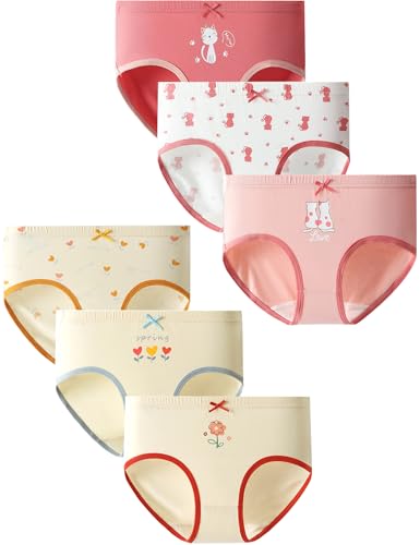 Kiench Mädchen Unterhosen Slips Baumwolle 6er-Pack Kätzchen & Blumen EU Größe 92-98/2-3 Jahre Etikett 100 von Kiench