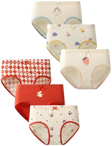 Kiench Mädchen Unterhosen Slips Baumwolle 6er-Pack Prinzessin & Erdbeere EU Größe 104-110/3-4 Jahre Etikett 110 von Kiench