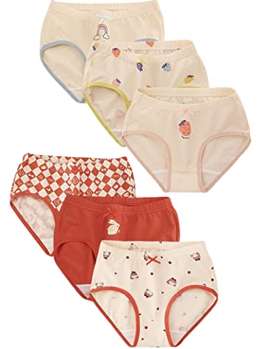 Kiench Mädchen Unterhosen Slips Baumwolle 6er-Pack Prinzessin & Erdbeere EU Größe 134-140/8-9 Jahre Etikett 140 von Kiench