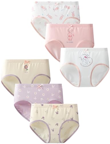 Kiench Mädchen Unterhosen Slips Baumwolle 6er-Pack Tanzender Hase EU Größe 104-110/3-4 Jahre Etikett 110 von Kiench