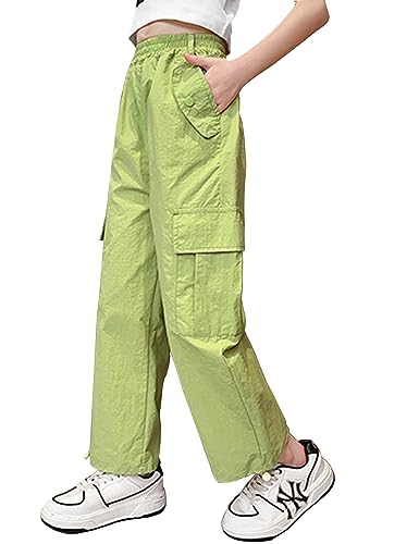 Kiench Mädchen Weite Hosen Fallschirmhosen Y2K Kinder Baggy Cargohose mit Taschen Grün EU Größe 116/5-6 Jahre Etikett 120 Kiench Mädchen Weite Hosen Fallschirmhosen Y2K Kinder Baggy Cargohose mit Taschen Grün EU Größe 116/5-6 Jahre Etikett 120 von Kiench