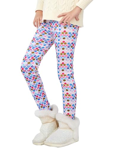 Kiench Mädchen Winter Leggings Gefüttert Warm Thermo Hosen Bunt Niedlich Meerjungfrauen EU Größe 140/9 Jahre Etikett 140 von Kiench