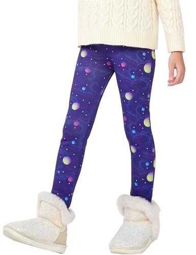 Kiench Mädchen Winter Leggings Gefüttert Warm Thermo Hosen Dunkelblau Planet EU Größe 128-134/7-8 Jahre Etikett 130 von Kiench