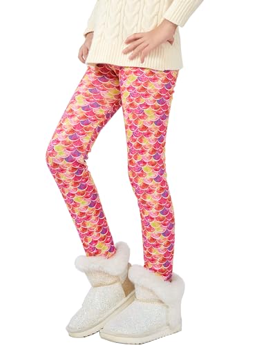Kiench Mädchen Winter Leggings Gefüttert Warm Thermo Hosen Rot Begeistert Meerjungfrauen EU Größe 158/12 Jahre Etikett 160 von Kiench