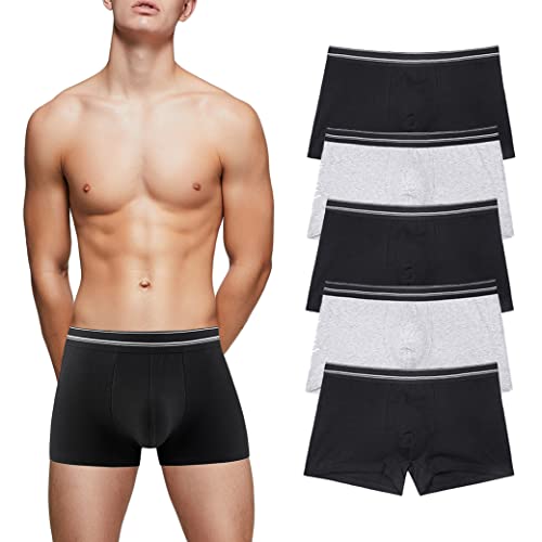 Kiench Teenager Jungen Unterhosen Boxershorts Baumwolle 5er-Pack Basic (3 Schwarz & 2 Grau) EU Größe 176/16-18 Jahre Etikett XXL von Kiench