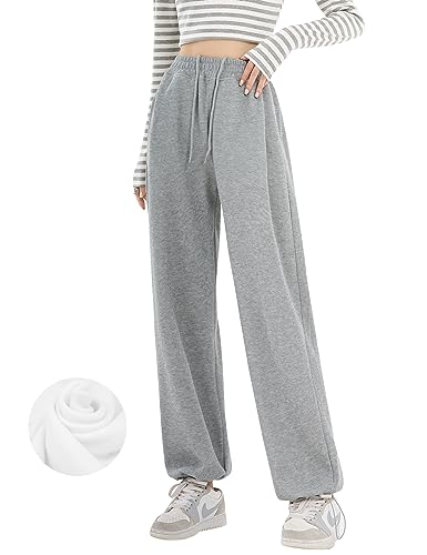 Kiench Teenager Mädchen Gefüttert Jogginghose Winter Hosen Weites Bein mit Kordelzug Taschen Grau EU Größe 158/13-14 Jahre von Kiench