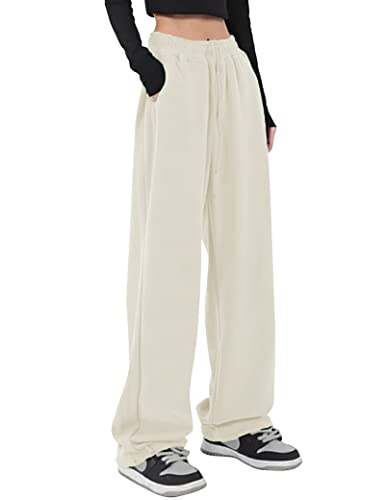 Kiench Teenager Mädchen Jogginghose Baggy Sweathose Baumwolle mit Taschen Beige EU Größe 152/10-12 Jahre von Kiench