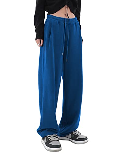 Kiench Teenager Mädchen Jogginghose Baggy Sweathose Baumwolle mit Taschen Blau EU Größe 158/12-14 Jahre/Damen Größe 34-36 / XS von Kiench