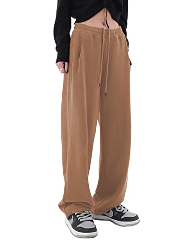 Kiench Teenager Mädchen Jogginghose Baggy Sweathose Baumwolle mit Taschen Braun EU Größe 164/14-16 Jahre/Damen Größe 38 / S von Kiench