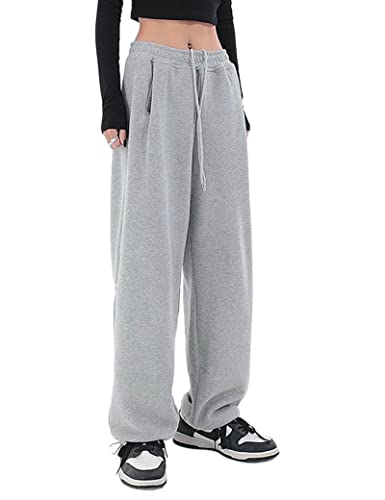 Kiench Teenager Mädchen Jogginghose Baggy Sweathose Baumwolle mit Taschen Grau EU Größe 158/12-14 Jahre/Damen Größe 34-36 / XS von Kiench