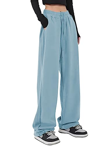 Kiench Teenager Mädchen Jogginghose Baggy Sweathose Baumwolle mit Taschen Himmelblau EU Größe 158/12-14 Jahre von Kiench