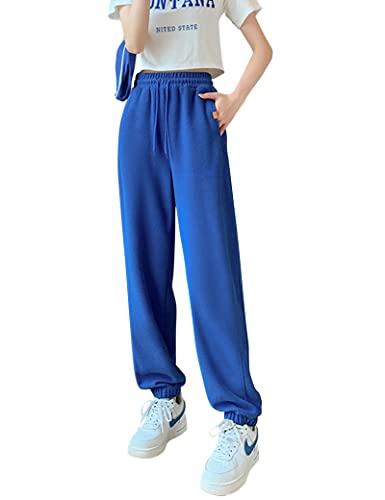 Kiench Teenager Mädchen Jogginghose Baumwolle Sweathose Sporthose mit Taschen Blau EU Größe 158/12-13 Jahre/Damen Größe 36 / XS von Kiench